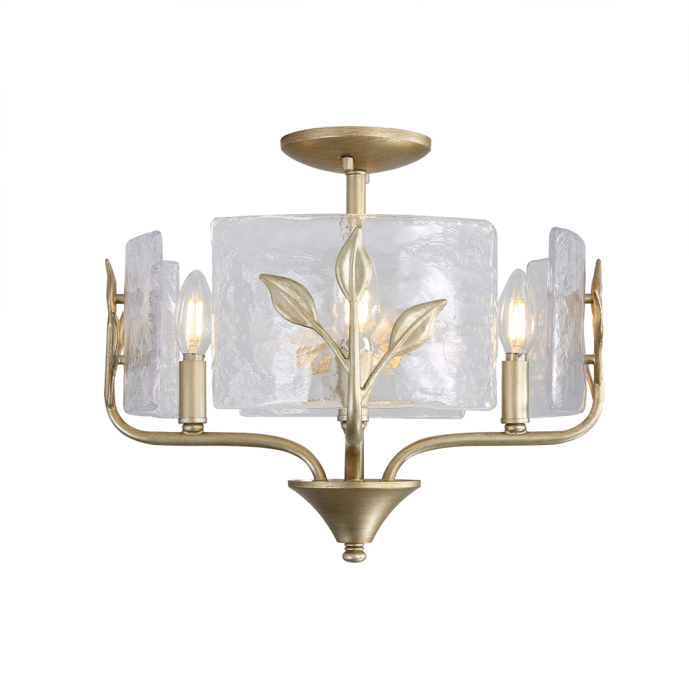 Wry Lighting Bloem 4-light Semi-Flush Mount in White Gold